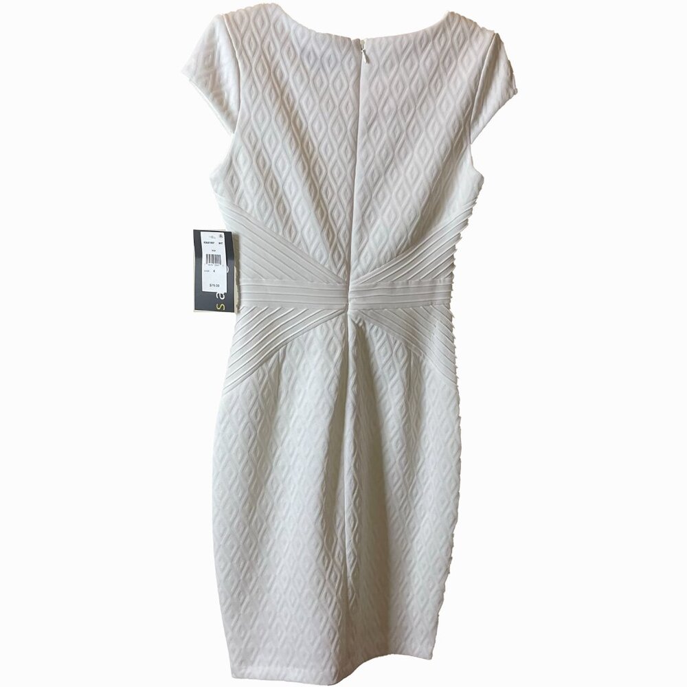 Sangria White Textured Midi Dress | Short Sleeve | Size 4 | NWT - Picture 6 of 12